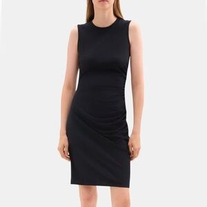 Theory Gathered Sleeveless Dress in Stretch Cotton-Modal Size P